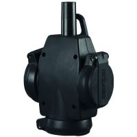 PROTEC Kabeļu rozete 05100183 Schuko 3-vietīga, 250V, 16A, IP54, 3x2,5 mm², IP54, gumijas, ar vāciņiem, melna