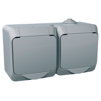 SCHNEIDER Rozete Cedar Plus WDE000623 2-vietīga ar zemējuma spaili IP44, pelēka, virsapmetuma