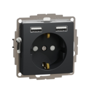 SCHNEIDER Rozete SDD114052 Sedna ar zem., 2X USB, antracīts