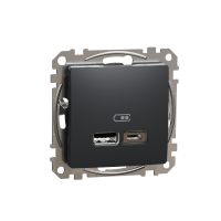 SCHNEIDER Lādētājs SDD114402 USB Sedna A + C 2,4A, antracīts