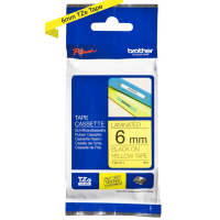 BROTHER Lente TZe-611 melns teksts uz dzeltena 6mm x 8m