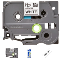 BROTHER Lente TZe-251 melns teksts uz balta 24mm x 8m