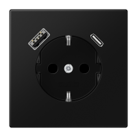 JUNG Rozete SCHUKO LS1520-15CASWM ar USB un Typ C, melna