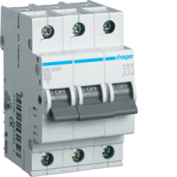 HAGER Automātiskais slēdzis MB325A 3P B 25A 6kA