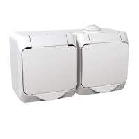 SCHNEIDER Rozete WDE000523 Cedar Plus 2-vietīga ar zemējuma spaili IP44, balta, virsapmetuma