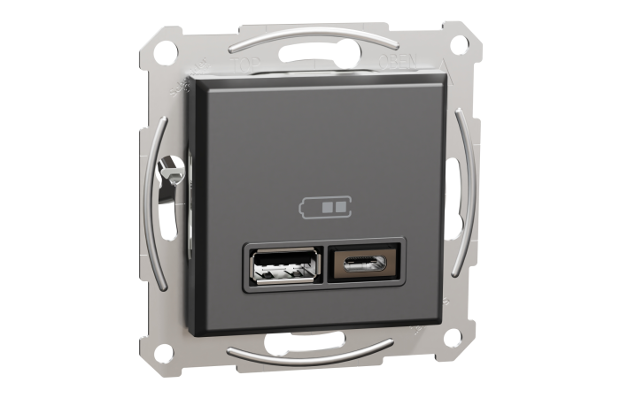 SCHNEIDER USB lādētājs EPH2700371 2,4 A+C , antracīts