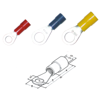 Kabeļu kurpe DIN 46237 izolēta vadam 4-6mm/M6, dzel. (iep.100gb.)