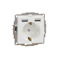 SCHNEIDER Rozete SDD111052 Sedna ar zem., 2X USB, balta