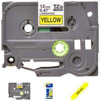 BROTHER Lente TZe-631 melns teksts uz dzeltena 12mm x 8m
