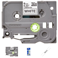 BROTHER Lente TZe-211 melns teksts uz balta 6 mm x 8m