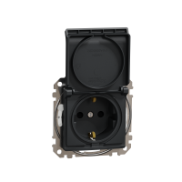 SCHNEIDER Rozete ar zemējumu un vāku SDD214023 1-vietīga Sedna Design & Elements, antracīts, IP44