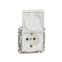 SCHNEIDER Rozete SDD211023 Sedna 1-viet. ar zem. un vāku, balts, IP44