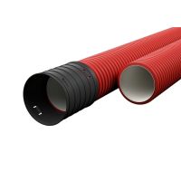 EVOPIPES Gofrētā dubultsienu caurule 2020005006004C01003 L=6m, D50mm, 750N, sarkana EVOCAB HARD (palete=906m)