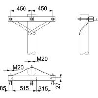 ENSTO Horizontāla traversa izol.vadu līnijai gala balstam SH155 20 kV, A=450, 1-pole