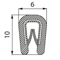 MOREK Apmales aizsargājoša lente 1-2mm platai malai MCA002BB12 (10mm dziļums , 6mm biezums) 10m rullī