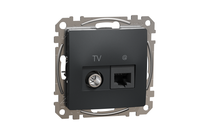 Rozete DATA + TV Sedna RJ45 CAT6 UTP, antracīts