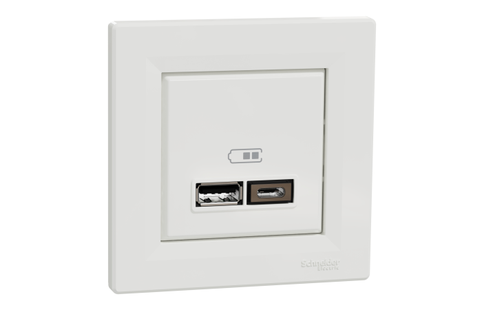 SCHNEIDER USB lādētājs EPH2700321 ASFORA 2,4 A, Balts