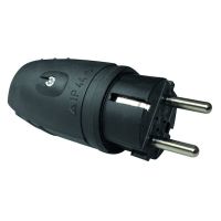 PROTEC Spraudnis 05106700 250V, 16A, IP44, 3x0,75 līdz 2,5 mm²,gumijas PP, melns 05106700